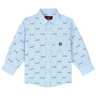 Younger Boys Blue Logo Shirt, 1, hi-res