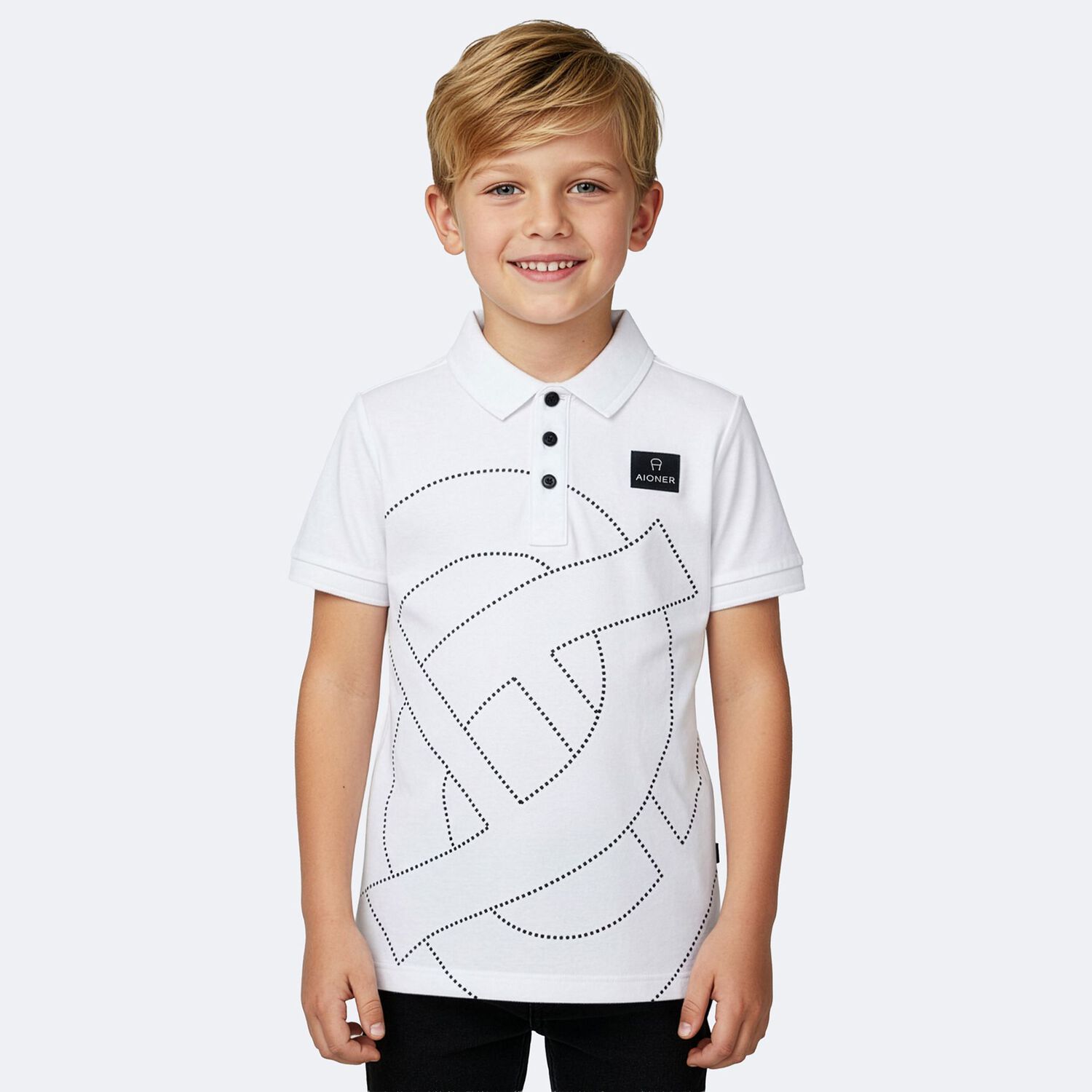Boys White Logo Polo Shirt, 1, hi-res