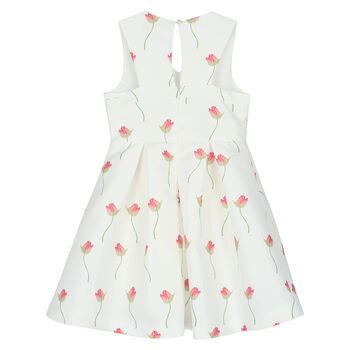 Girls White & Pink Floral Dress