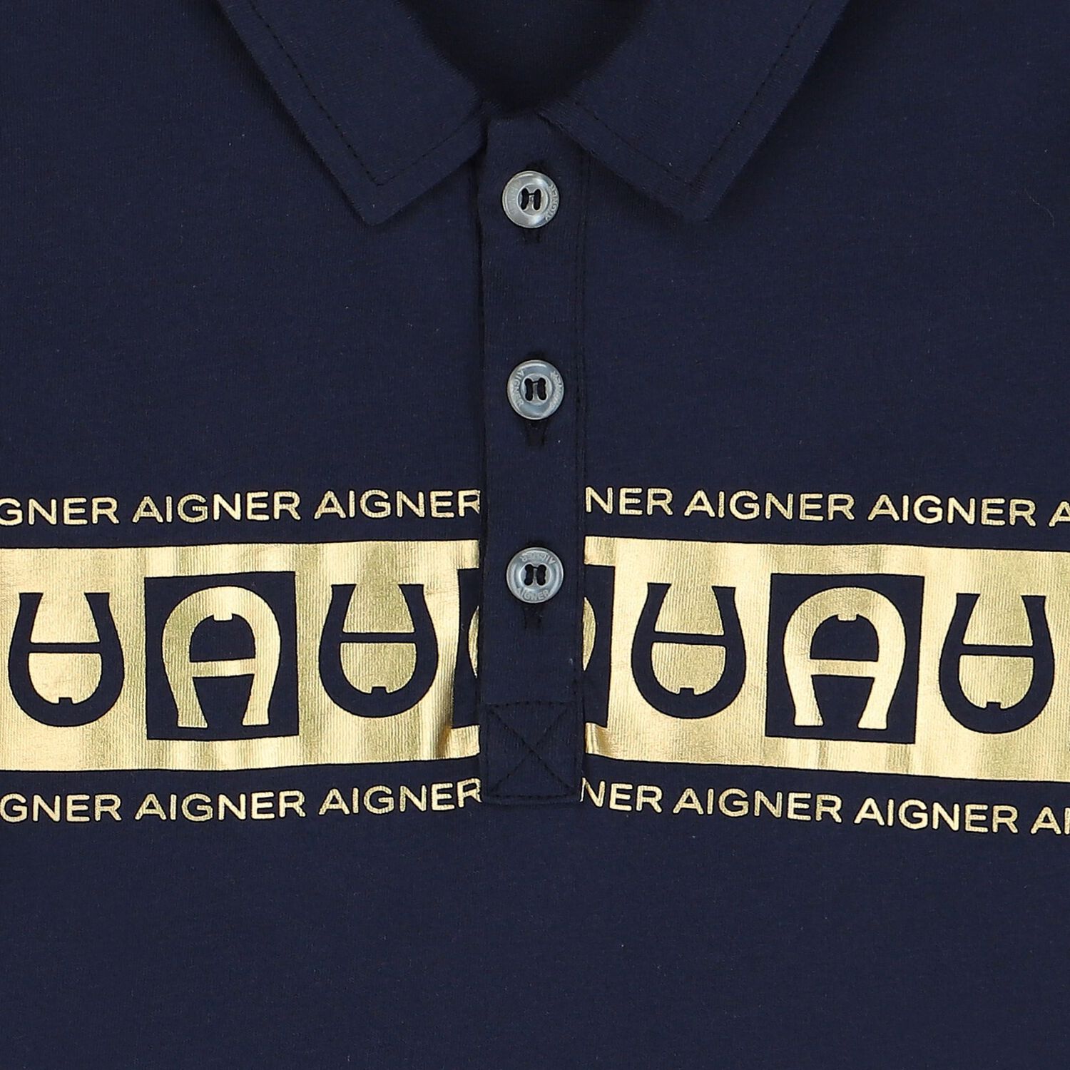 Younger Boys Navy & Gold Polo Shirt, 2, hi-res