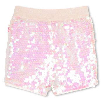 Girls Pink Iridescent Sequin Shorts