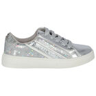 Girls Silver Logo Trainers, 1, hi-res