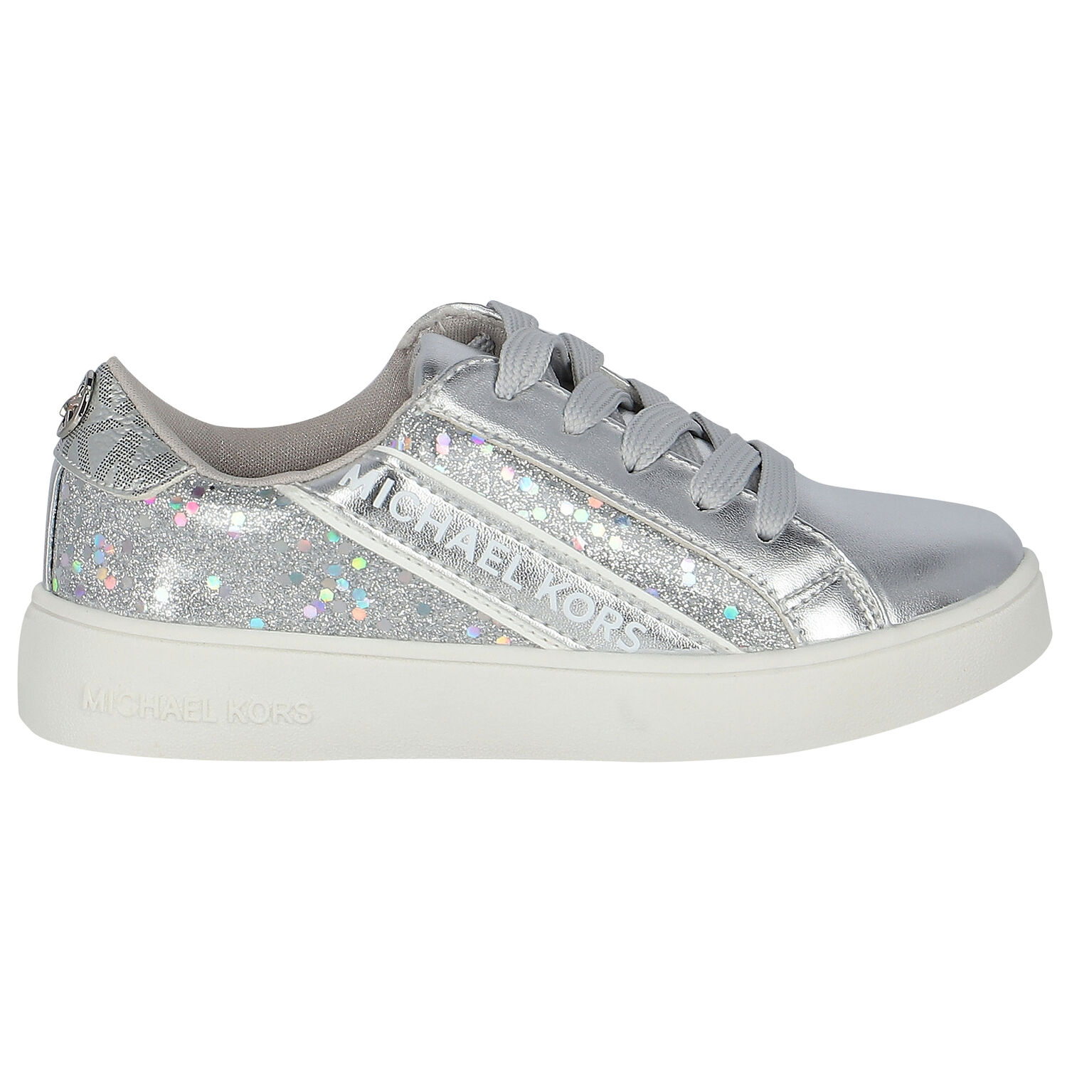 Girls Silver Logo Trainers, 1, hi-res