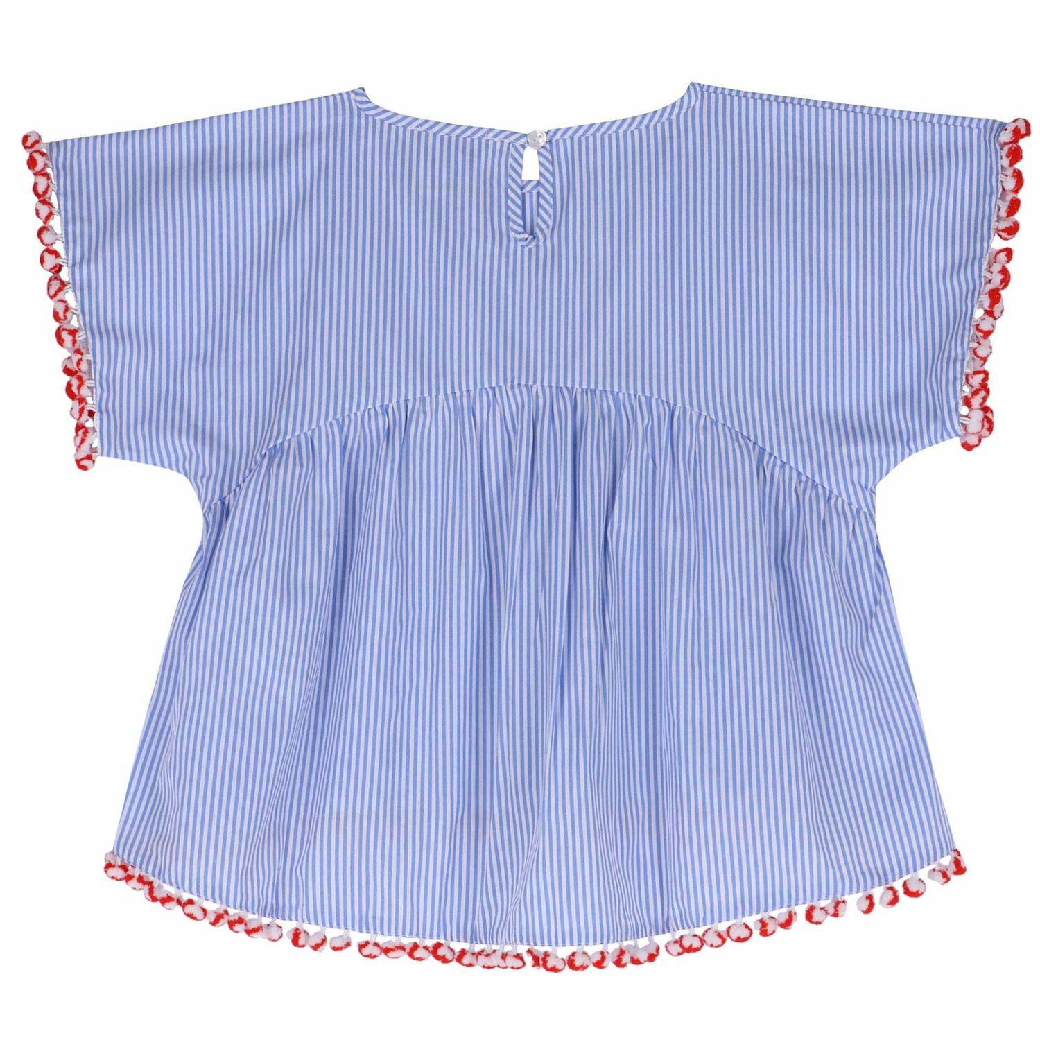 Girls Blue & White Stripe Top, 1, hi-res