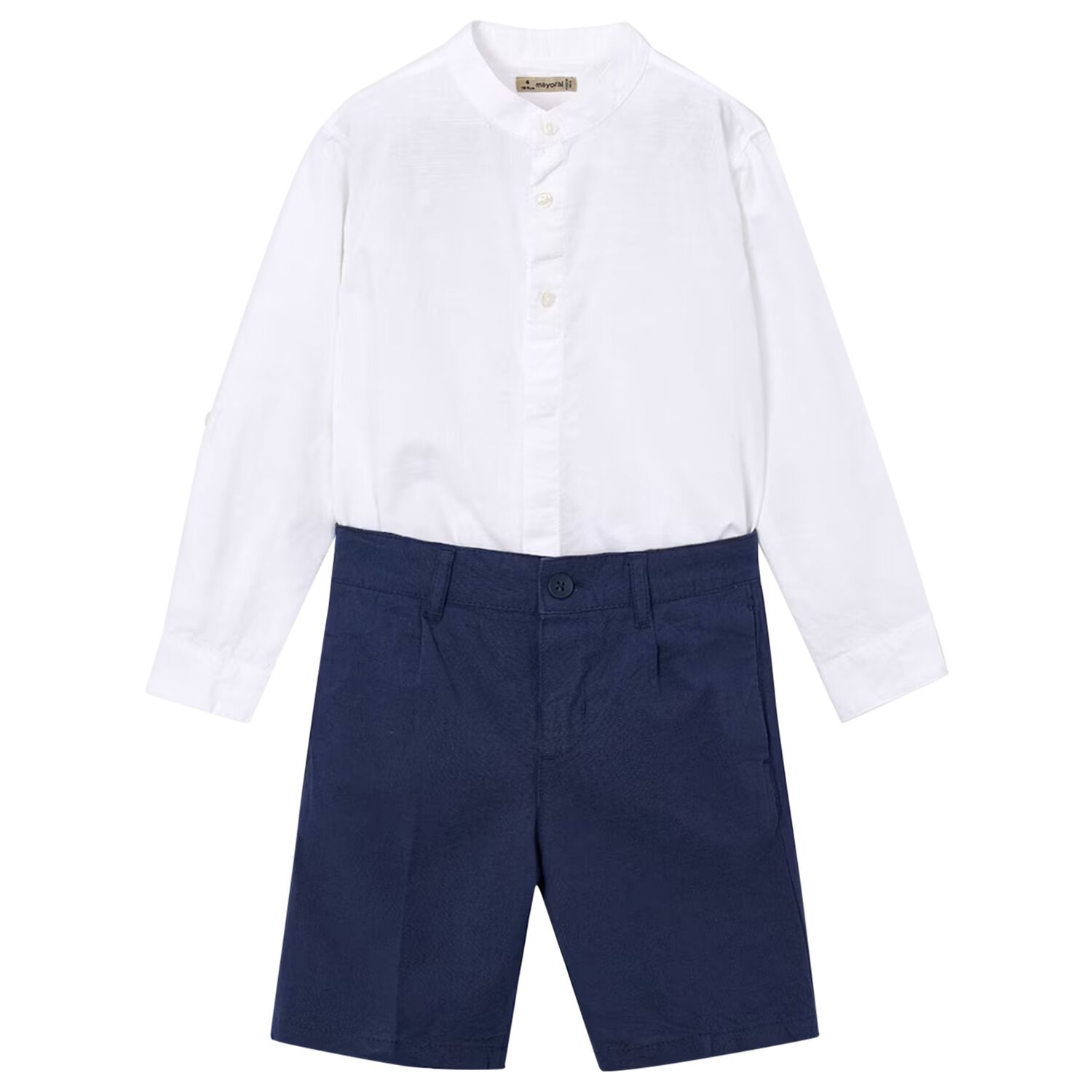 Boys White & Navy Blue Shorts Set, 3, hi-res