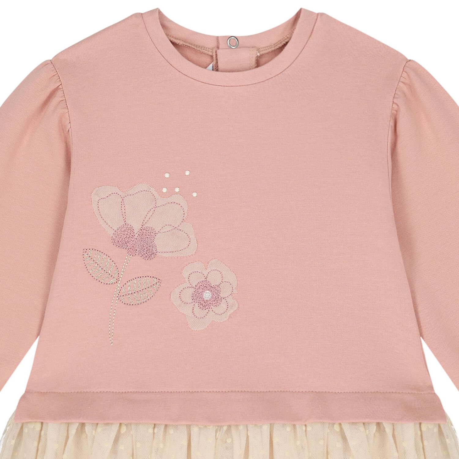 فستان تول للبنات باللون البيج و الزهري, 1, hi-res