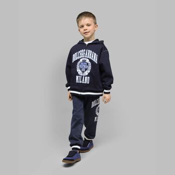 Boys Navy Blue Varsity Logo Joggers