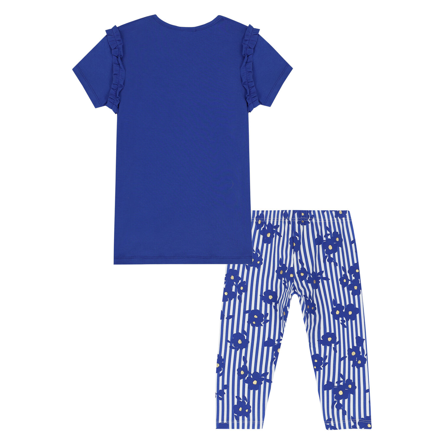 Girls Blue Floral Legging Set, 1, hi-res