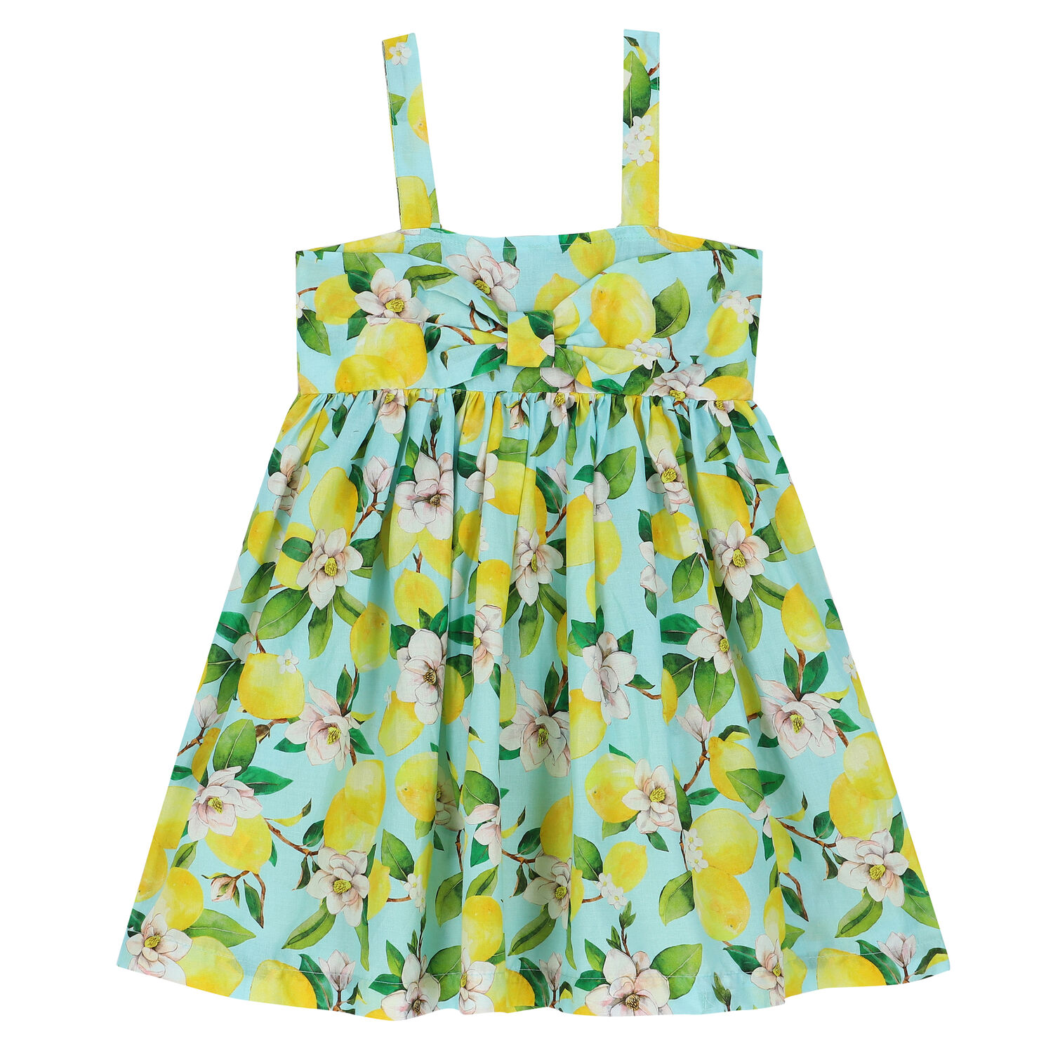 Girls Blue & Yellow Lemon Dress Set, 2, hi-res