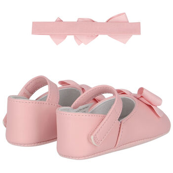 Baby Girls Pink Bow Pre Walker Shoes Set
