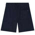 Boys Navy Blue Logo Shorts, 2, hi-res