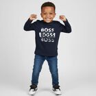 Younger Boys Navy Blue Long Sleeve Top, 2, hi-res