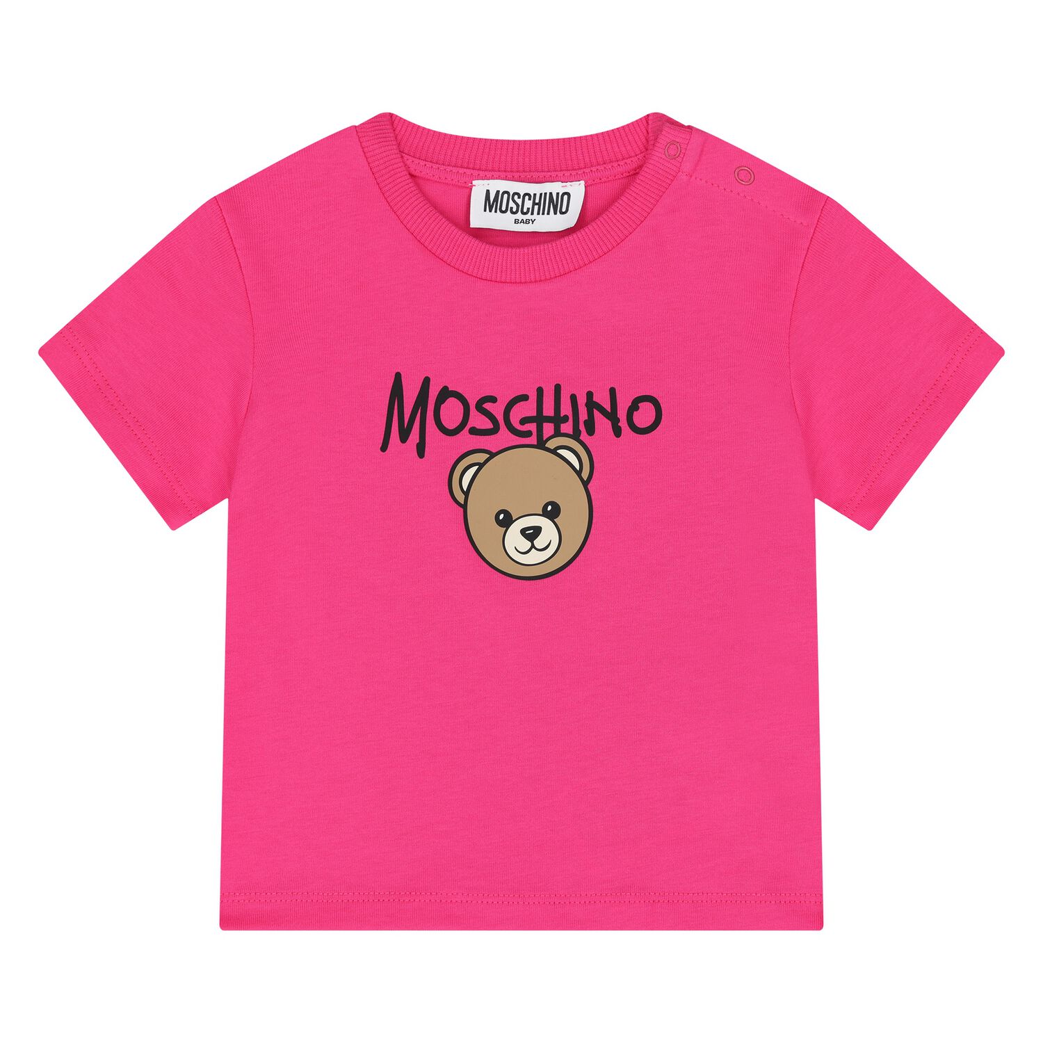 Younger Girls Pink Teddy Bear Logo T-Shirt, 4, hi-res