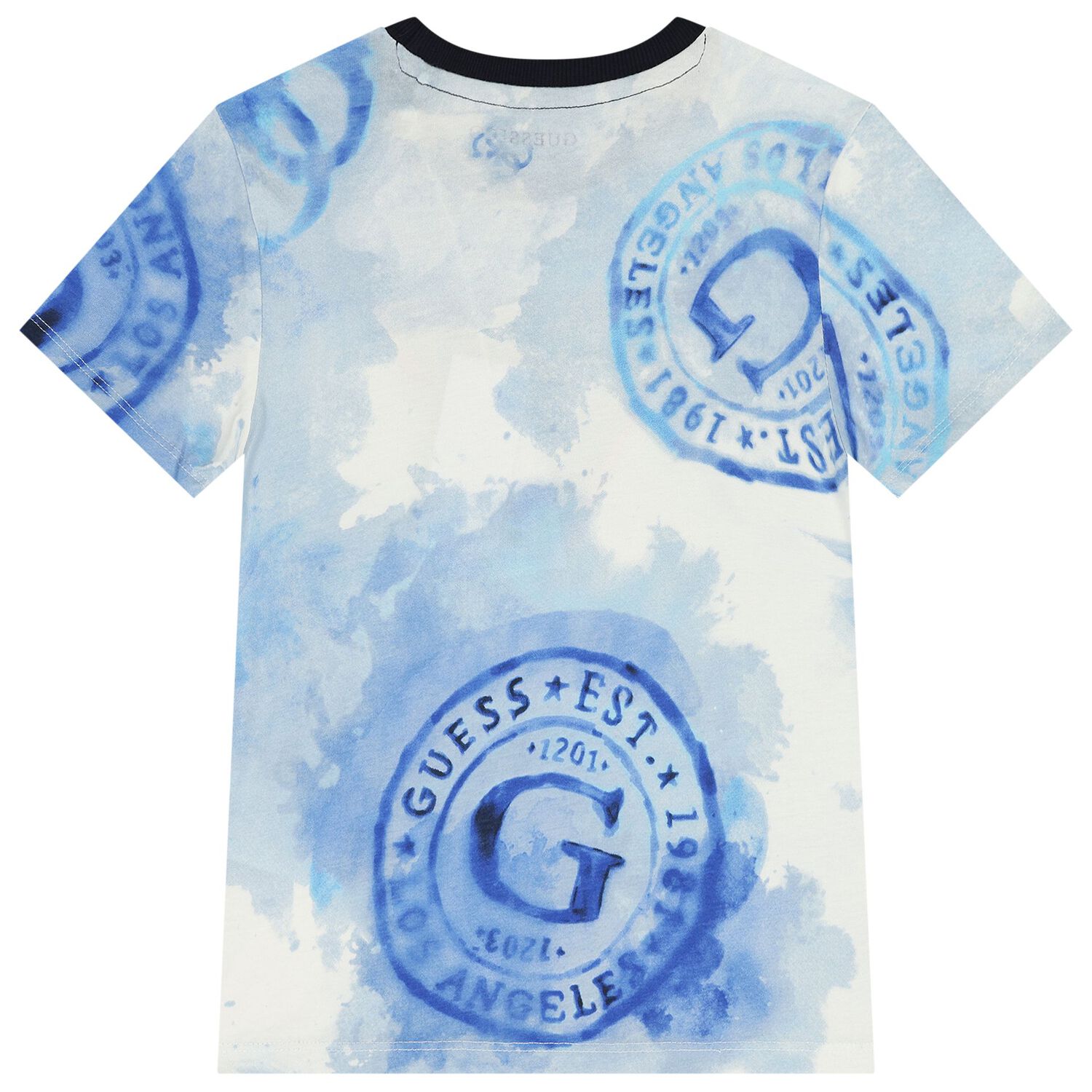 Boys White, Blue & Navy Blue Logo Shorts Set, 1, hi-res