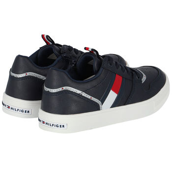 Boys Navy Logo Trainers