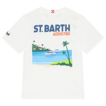 Boys White Logo Print T-Shirt