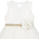 فستان مطرز من الأورجانزا باللون الأبيض للبنات, 1, hi-res