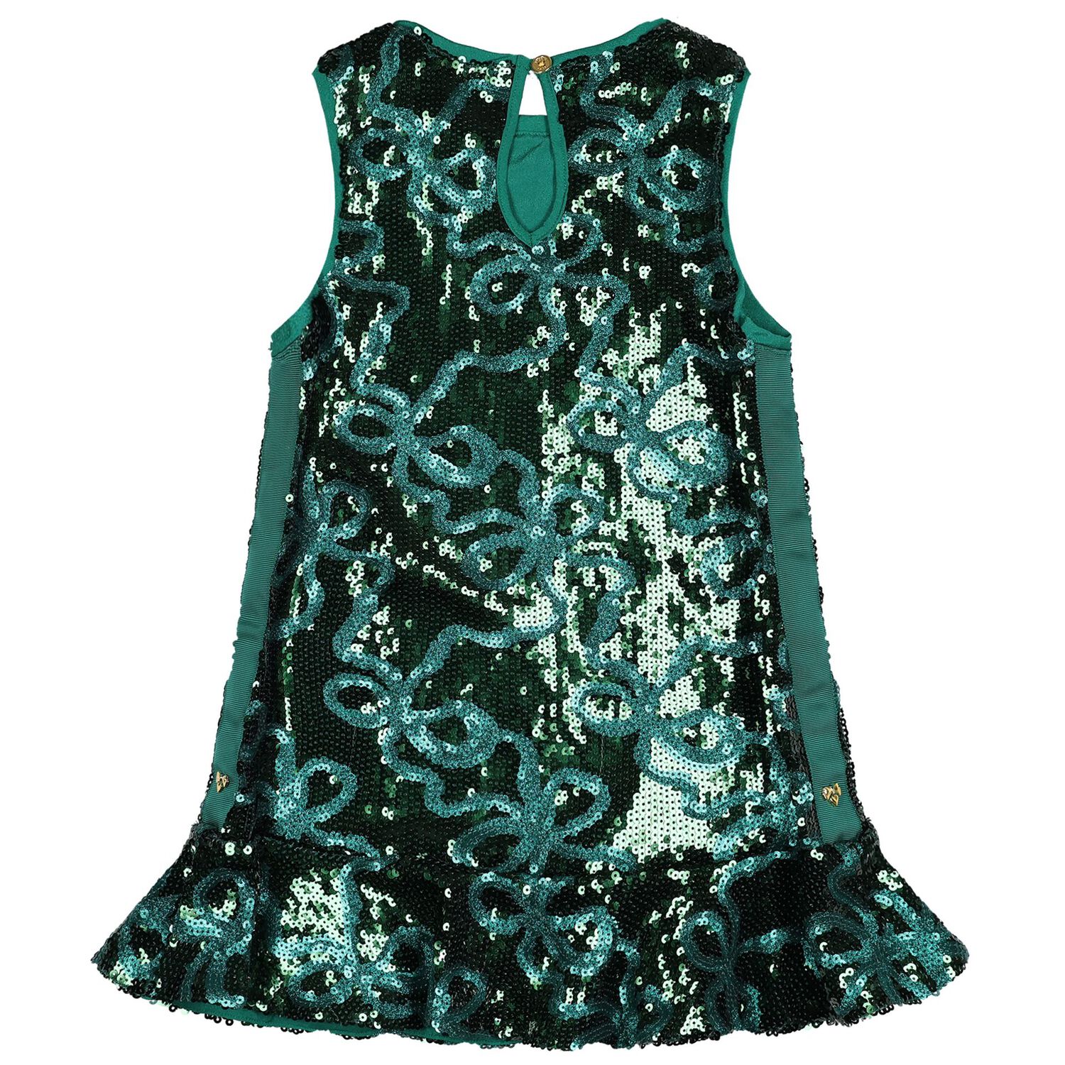 Girls Green Sequin Bow Bonita Dress, 2, hi-res