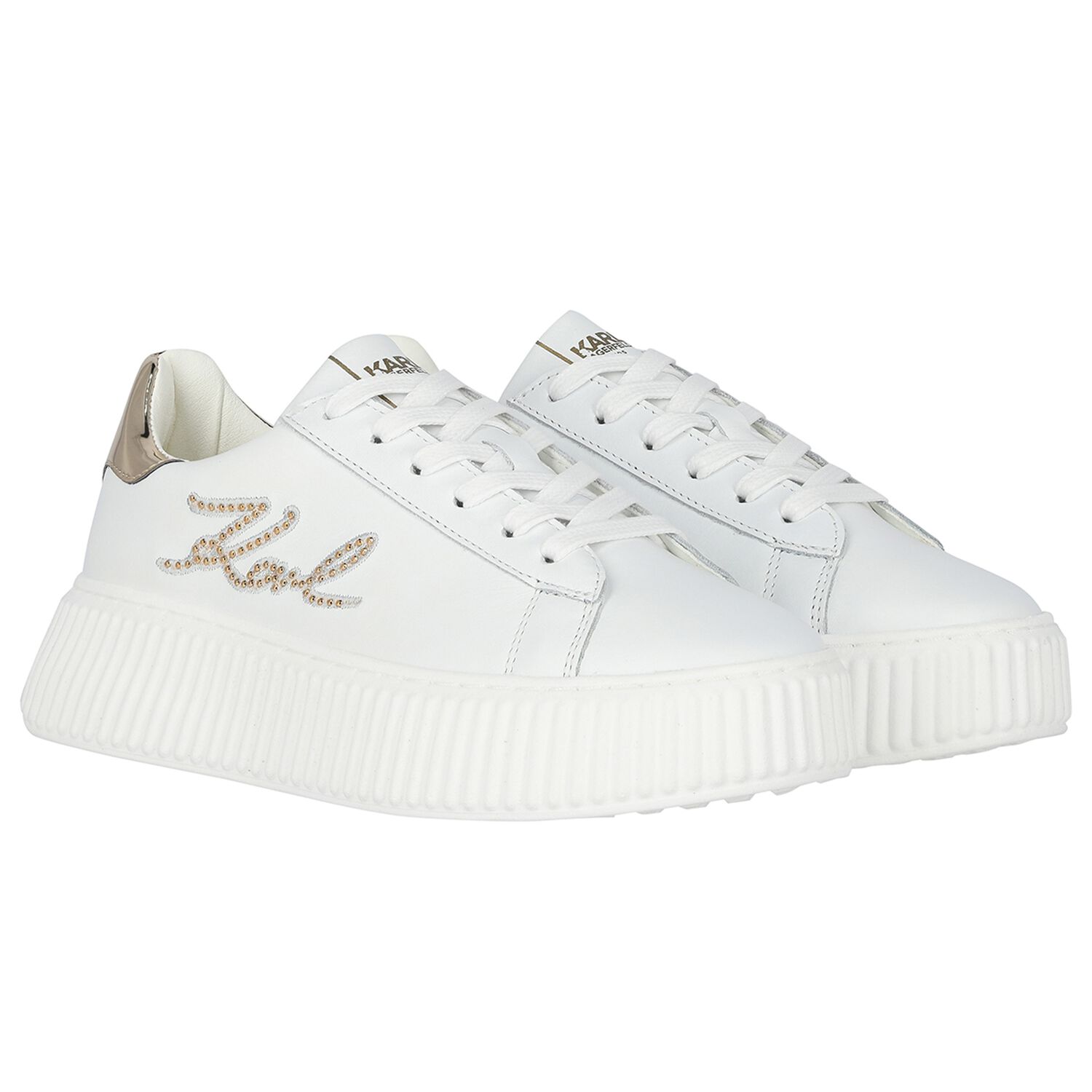 Girls White Logo Trainers, 1, hi-res image number null