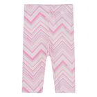 Younger Girls White & Pink Zig Zag Leggings, 1, hi-res