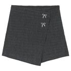 Girls Grey Bow Skort, 1, hi-res
