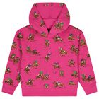 Girls Pink Polo Player Hooded Top, 1, hi-res