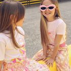 تنورة بنات بالشعار باللون الوردي و البرتقالى, 2, hi-res