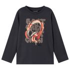 Boys Grey Headphone Long Sleeve Top, 1, hi-res