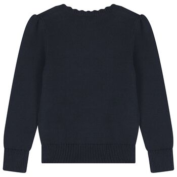 Girls Navy Blue Polo Bear Knitted Swearshirt