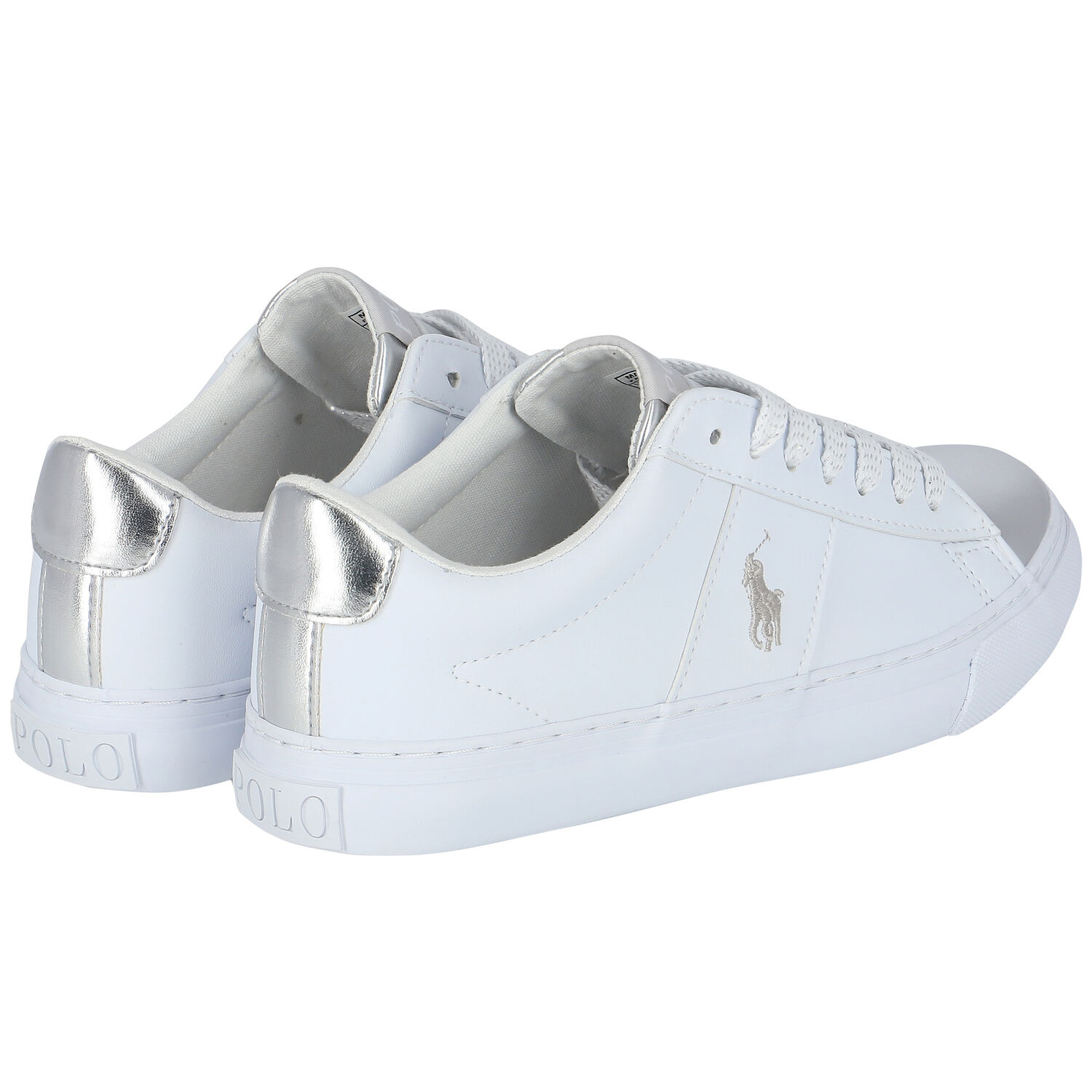 Girls White Logo Trainers, 2, hi-res