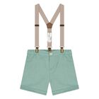 Baby Boys Green & White Shorts Set, 2, hi-res