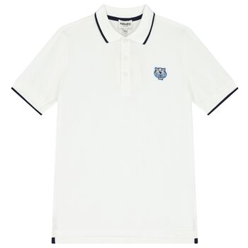 Boys White Logo Polo Shirt