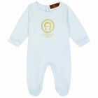 Baby Boys Blue & Gold Logo Babygrow, 2, hi-res