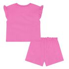 Girls Pink Logo Shorts Set, 1, hi-res