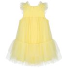 Girls Yellow Ruffled Tulle Dress, 1, hi-res