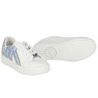 Girls White Logo Trainers, 1, hi-res