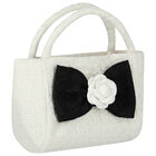 Girls Ivory & Black Bow Bag, 1, hi-res