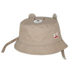 Baby Boys White & Beige Reversible Hat, 1, hi-res