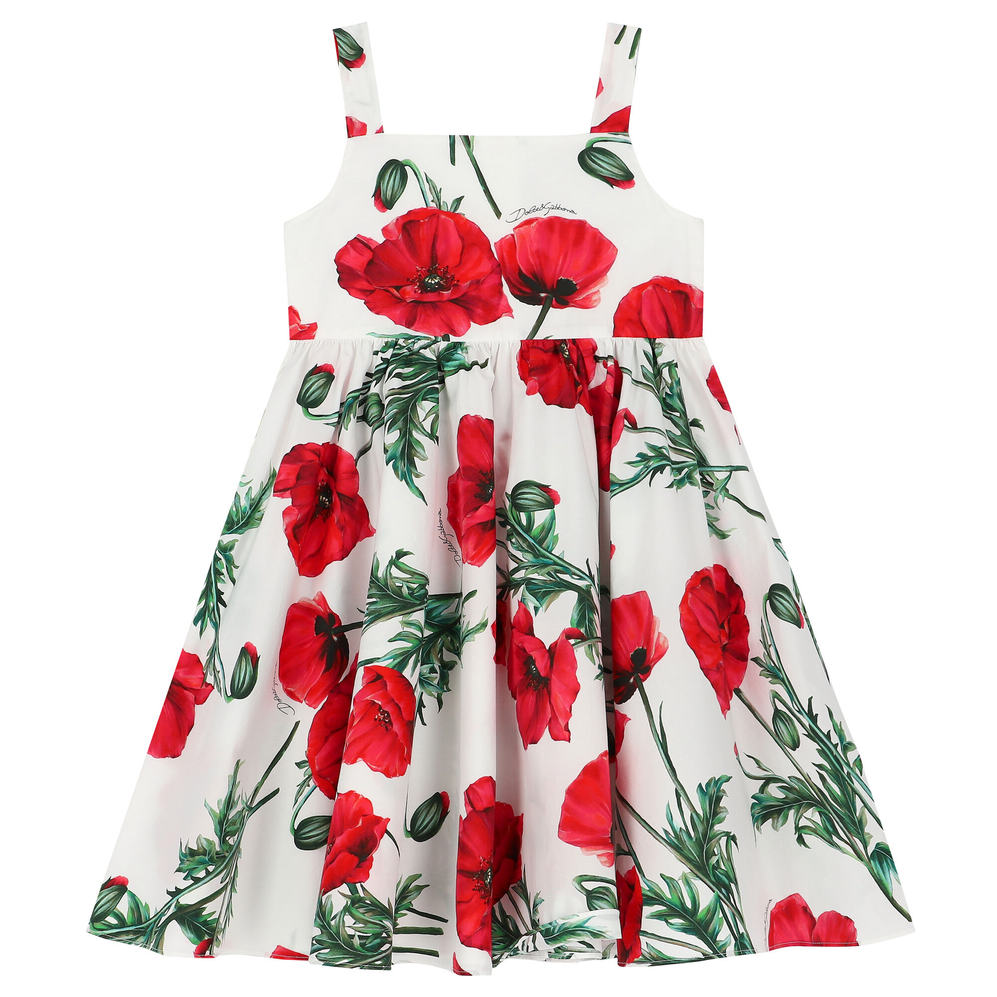 Dolce Gabbana Girls White Poppy Dress Junior Couture UAE