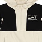 Boys Black & Ivory Logo Hooded Zip Up, 1, hi-res