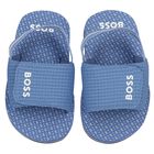 Boys Blue Logo Sandals, 2, hi-res