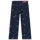 Girls Navy Blue Denim Jeans, 1, hi-res