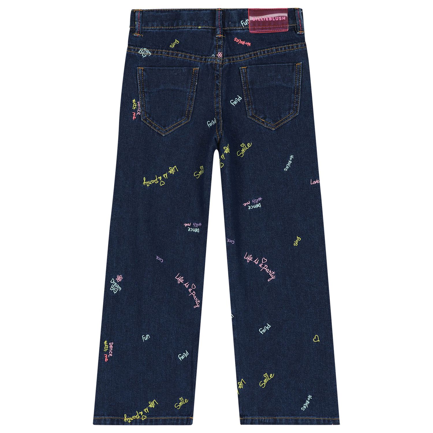 Girls Navy Blue Denim Jeans, 1, hi-res