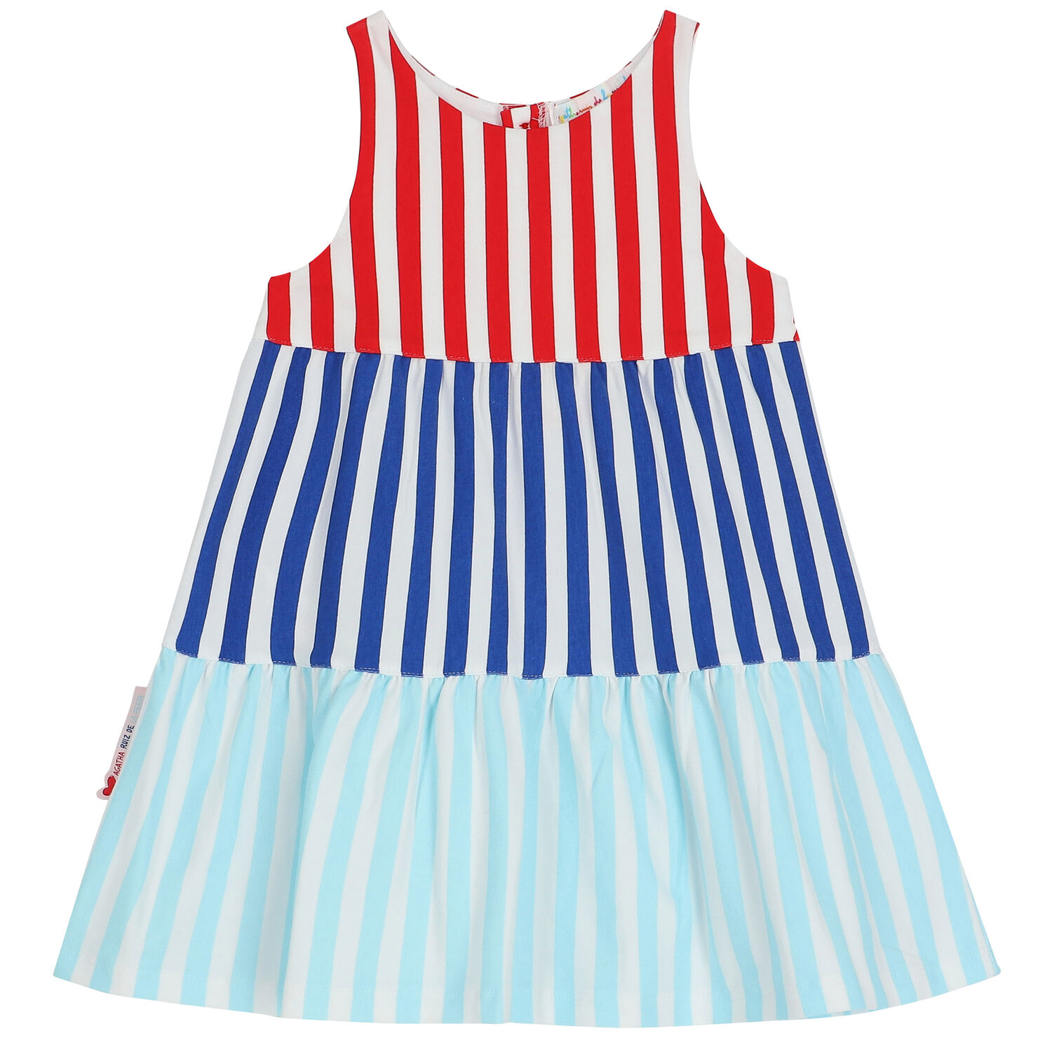 Girls Red, White & Blue Striped Dress, 1, hi-res image number null