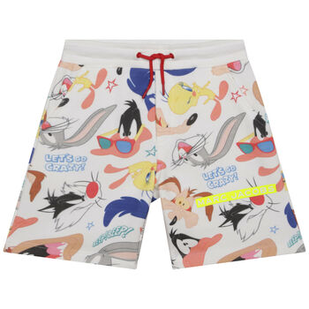 White Looney Tunes Logo Shorts