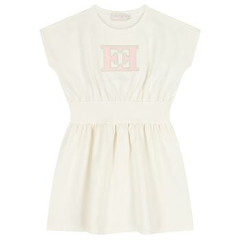 Girls Ivory Logo Dress