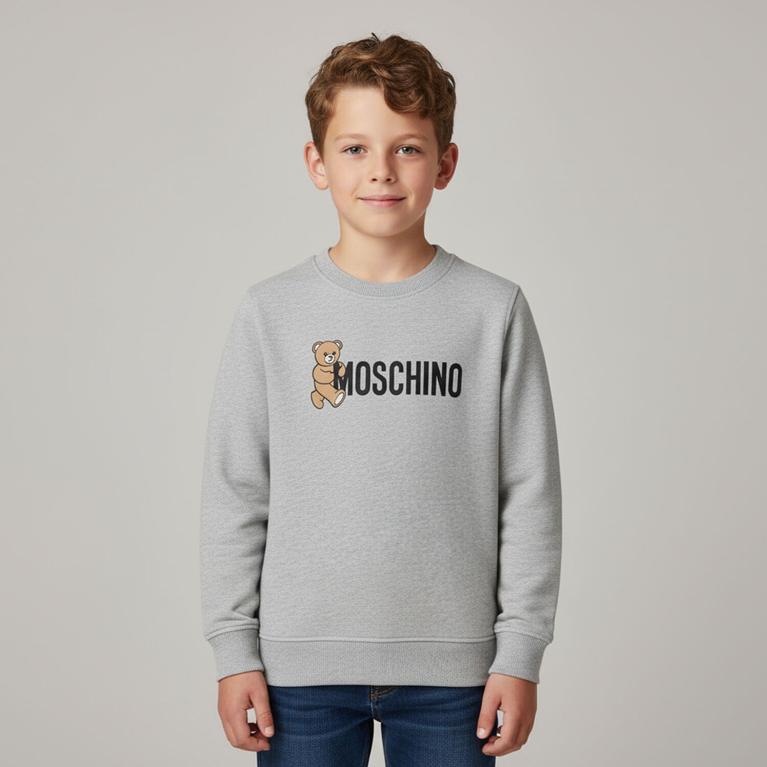 Grey Teddy Bear Logo Sweatshirt, 7, hi-res image number null