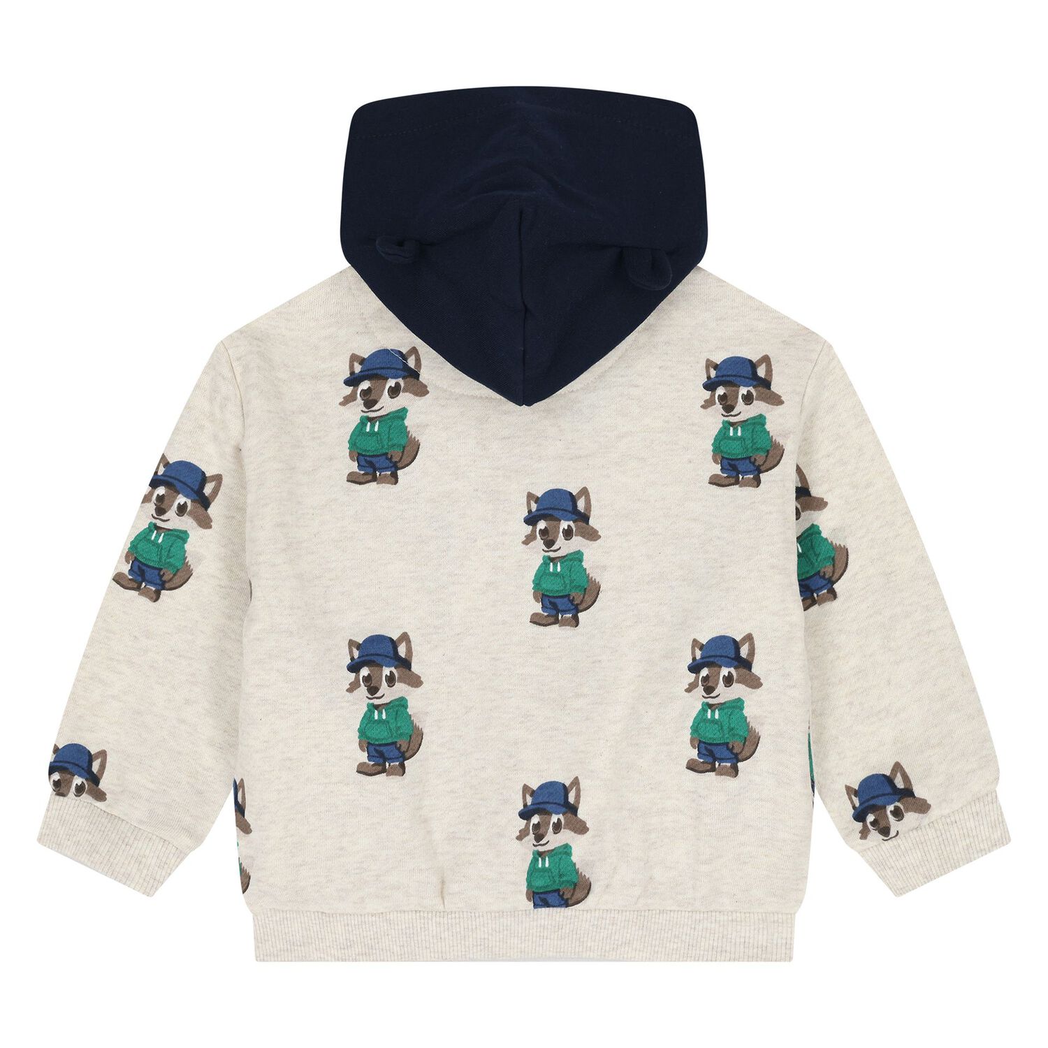 Younger Boys Beige Raccoon Tracksuit Set, 2, hi-res