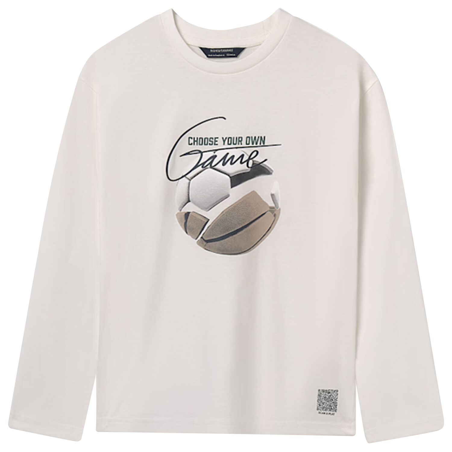 Boys Ivory Long Sleeve Top, 1, hi-res