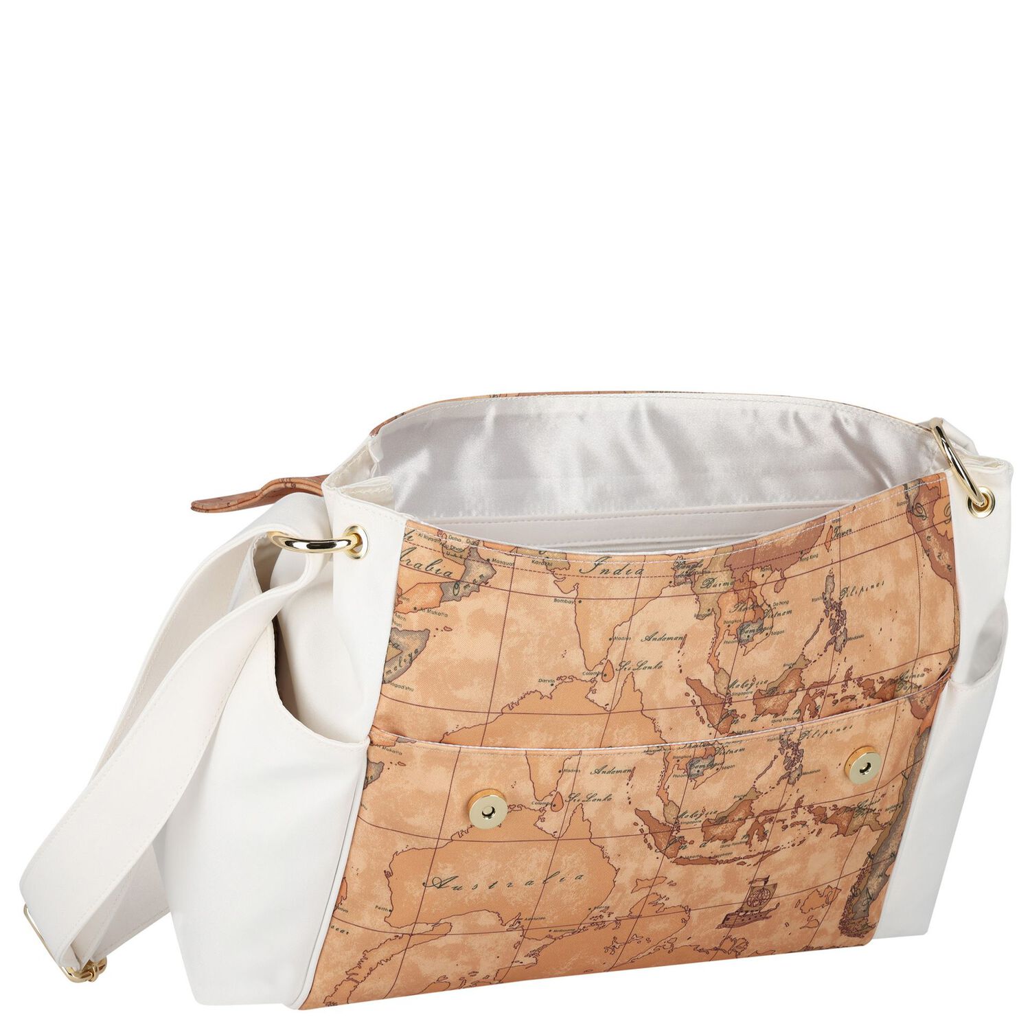 Beige & White Geo Map Baby Changing Bag, 2, hi-res